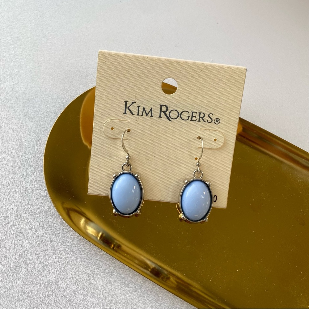 4/$15 Kim Rogers Blue Oval Silver Earrings